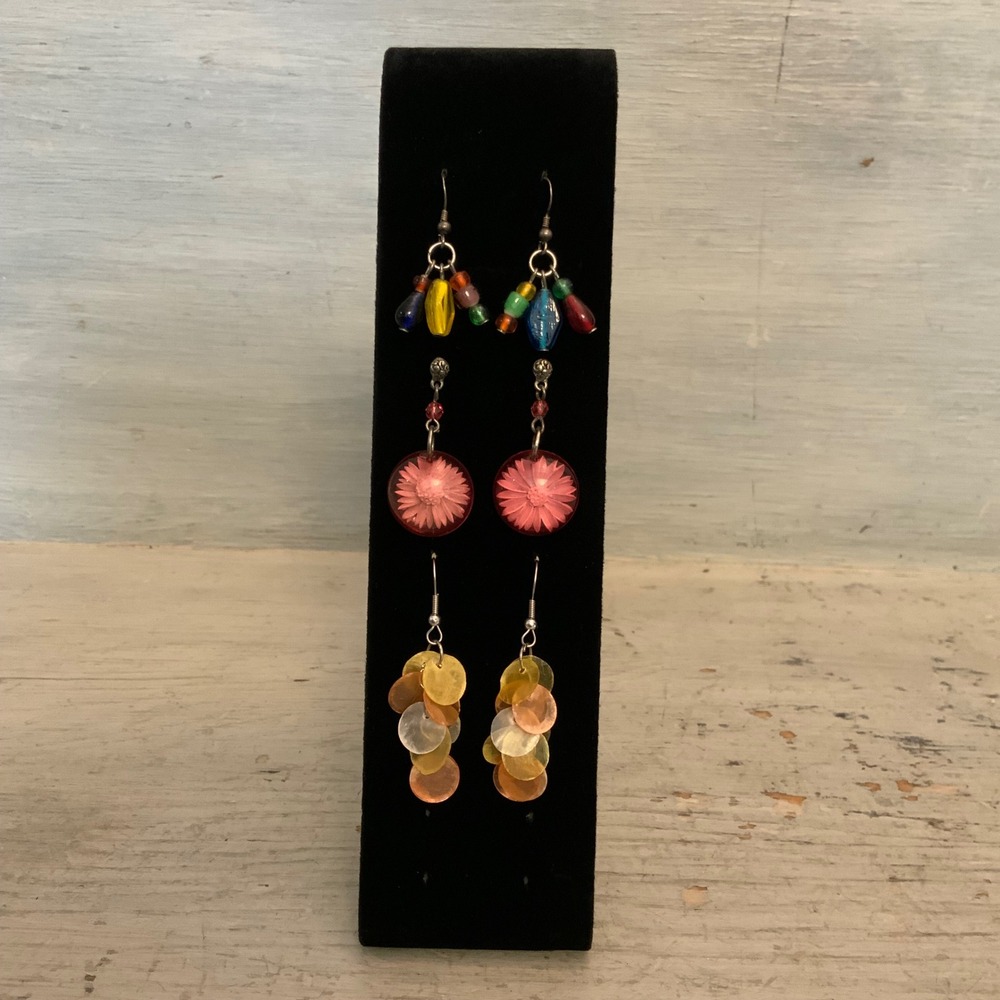 Set of Three Colorful Fun Dangling Earrings Good Condition‎